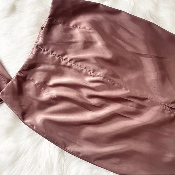 Mauve Blush Pink Rose Satin Padded Two Piece Skirt Dress Set Size Small - Picture 8 of 12